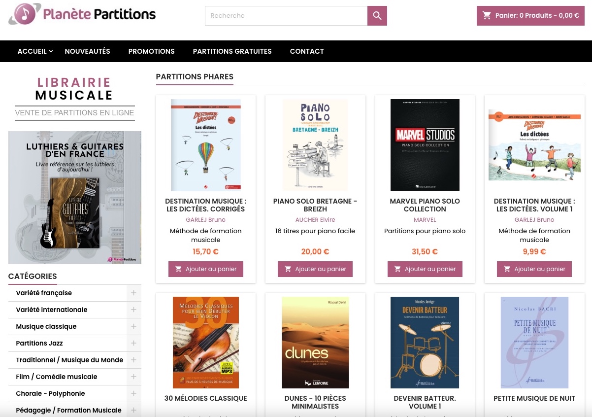 www.planetepartition.com accueil Planète Partitions